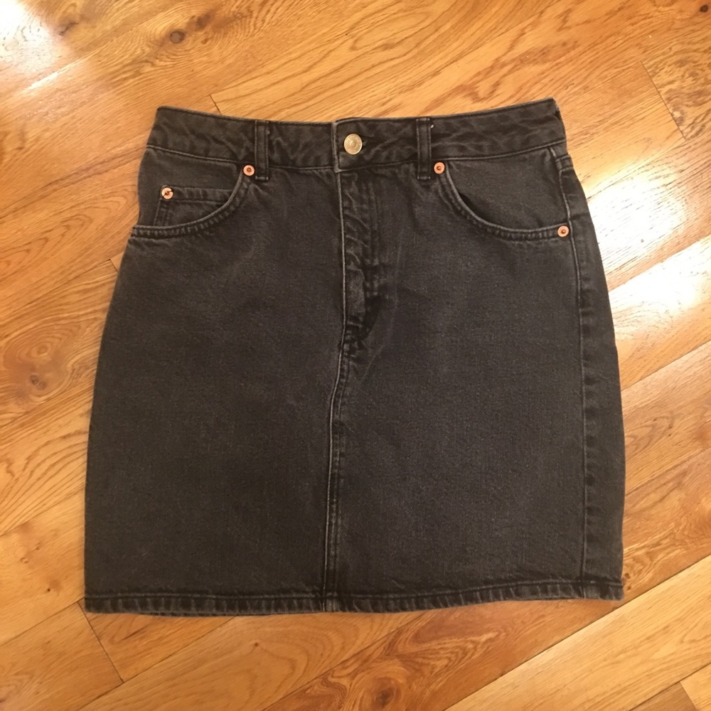 Dk Gray Moto Denim Skirt Topshop